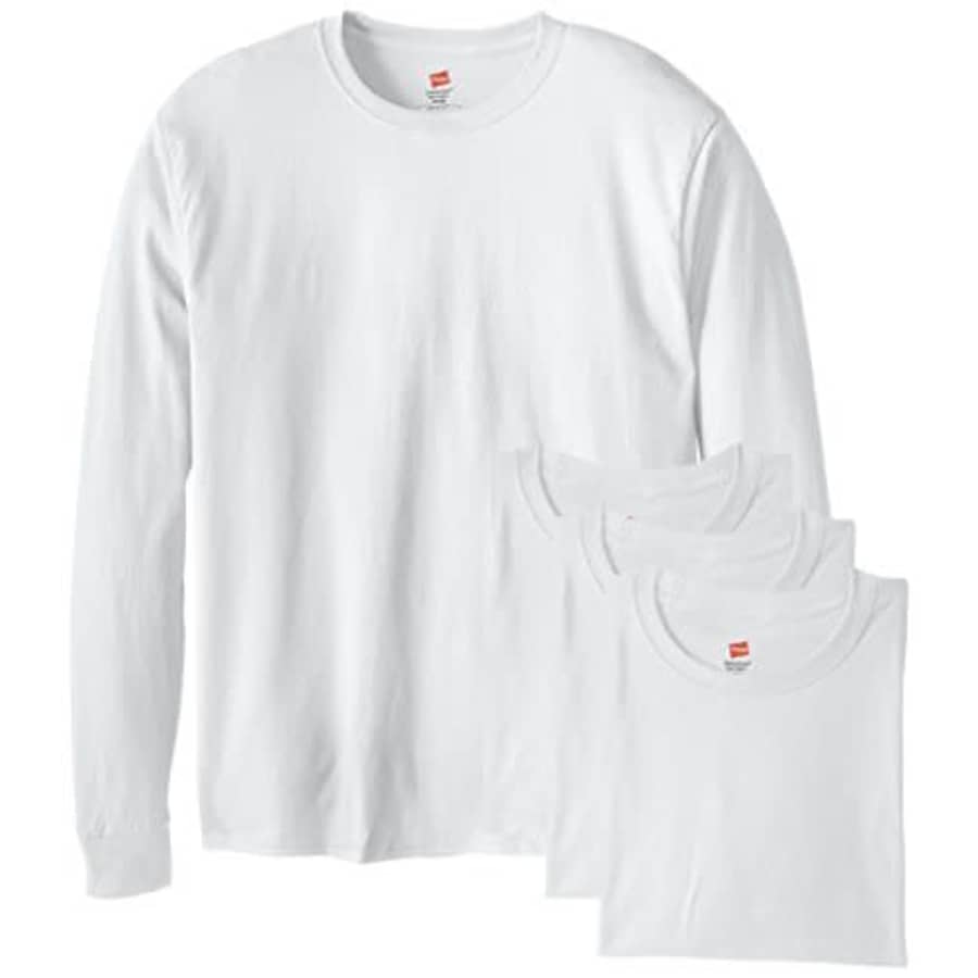 Hanes Men's 4 Pack Long Sleeve Comfortsoft T-Shirt, White, Small for $33