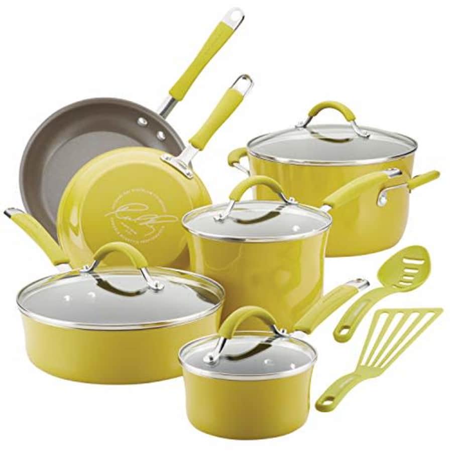 Rachael Ray 16806 Cucina Nonstick Cookware Pots and Pans Set, 12 Piece, Lemongrass Green for $184 Rachael Ray 16806 Cucina Nonstick Cookware Pots and Pans Set, 12 Piece, Lemongrass Green for $184