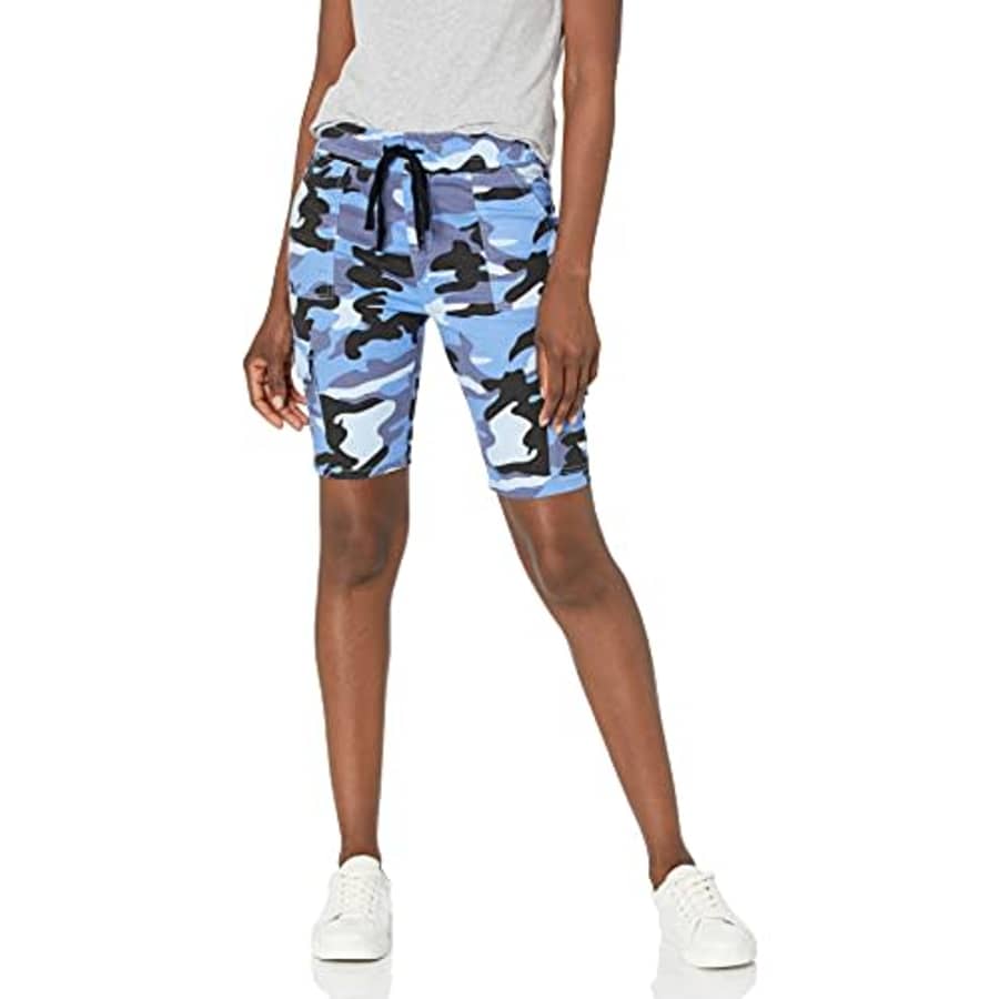 V.I.P. JEANS Women's Super Cute Jeans Shorts Acid Washed, Blue Camo Cargo, 13 for $25