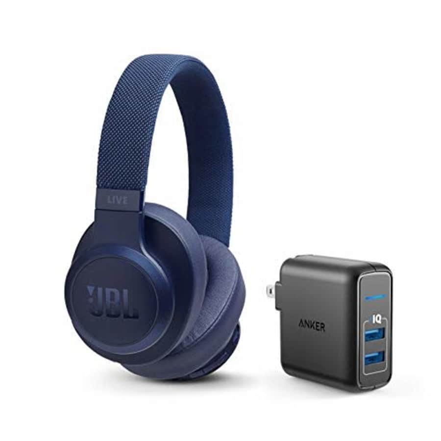 JBL Live 500BT Wireless Bluetooth On-Ear Headphones Bundle with Anker PowerPort Elite 2 Ports USB for $150