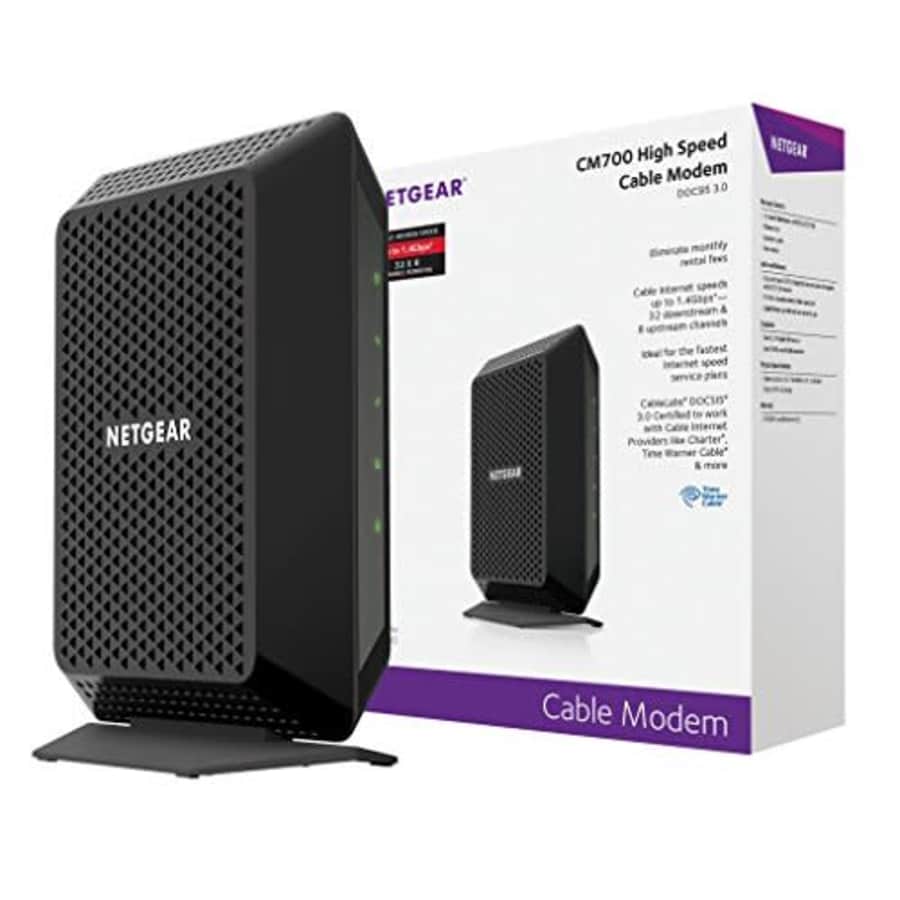 NETGEAR CM700 (32x8) DOCSIS 3.0 Gigabit Cable Modem. Max download speeds of 1.4Gbps. Certified for for $80