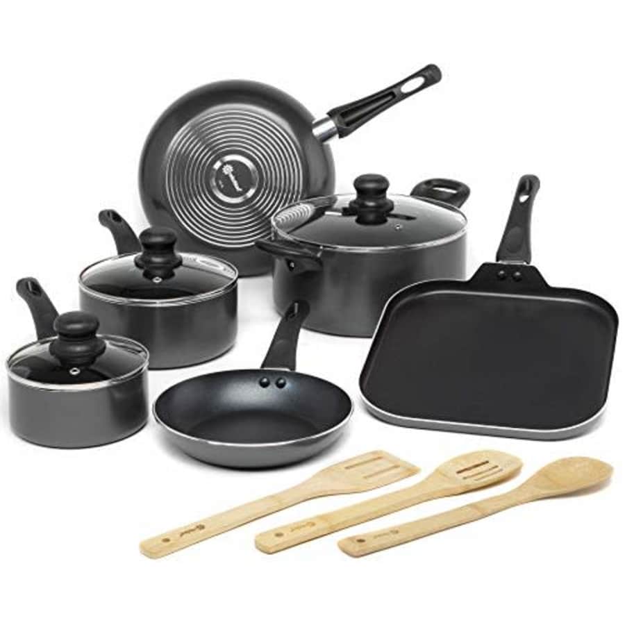 Ecolution Easy Clean Non-Stick Cookware, Dishwasher Safe Pots and Pans Set, 12 Piece, Black for $60