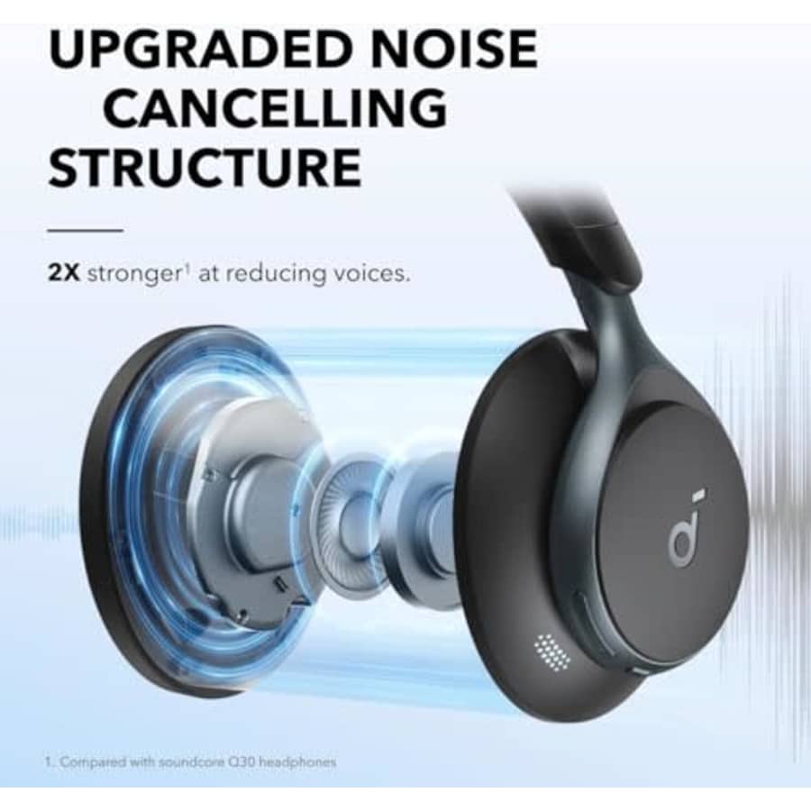 Soundcore by Anker, Space One, Active Noise Cancelling Headphones, 2X Stronger Voice Reduction, 40H for $75 Soundcore by Anker, Space One, Active Noise Cancelling Headphones, 2X Stronger Voice Reduction, 40H for $75