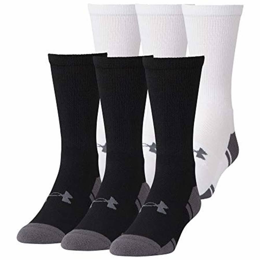 Under Armour Adult Resistor 3.0 Crew Socks, Black/White (6-Pairs), Medium for $29
