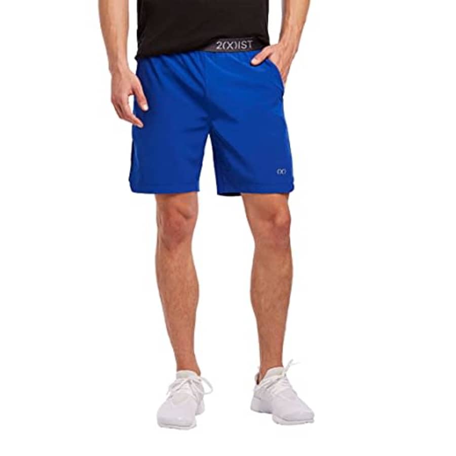 2(X)IST Men's Essential Active Short with Exposed Waistband Shorts, Lapis Blue/Black Contrast, for $27