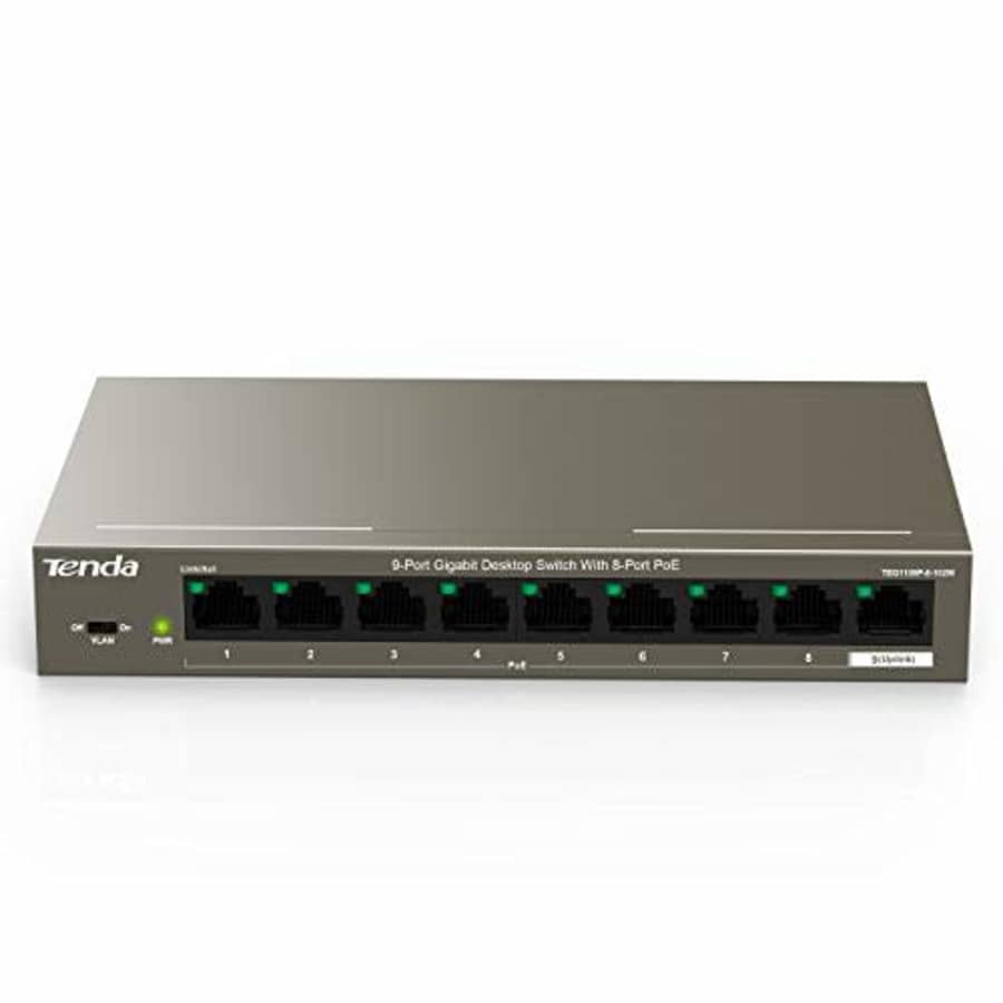 Tenda 9 Port Gigabit PoE Ethernet Switch- with 8PoE @102W, Plug and Play, Office Size, Metal for $50 Tenda 9 Port Gigabit PoE Ethernet Switch- with 8PoE @102W, Plug and Play, Office Size, Metal for $50