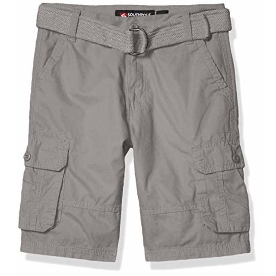 Southpole - Kids Boys' Big Belted Mini Canvas Cargo Shorts in, Light Grey 3, 12 for $16