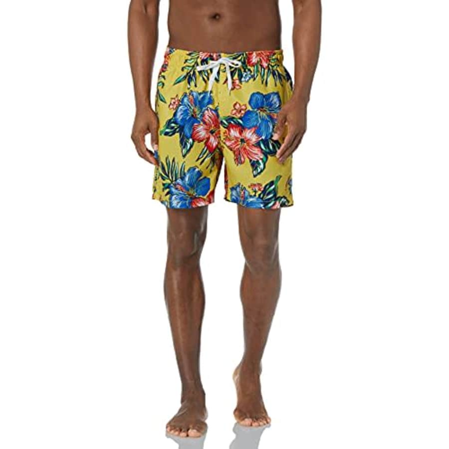 Kanu Surf Men's Monaco Swim Trunks (Regular & Extended Sizes), St. Lucia Yellow, Medium for $15