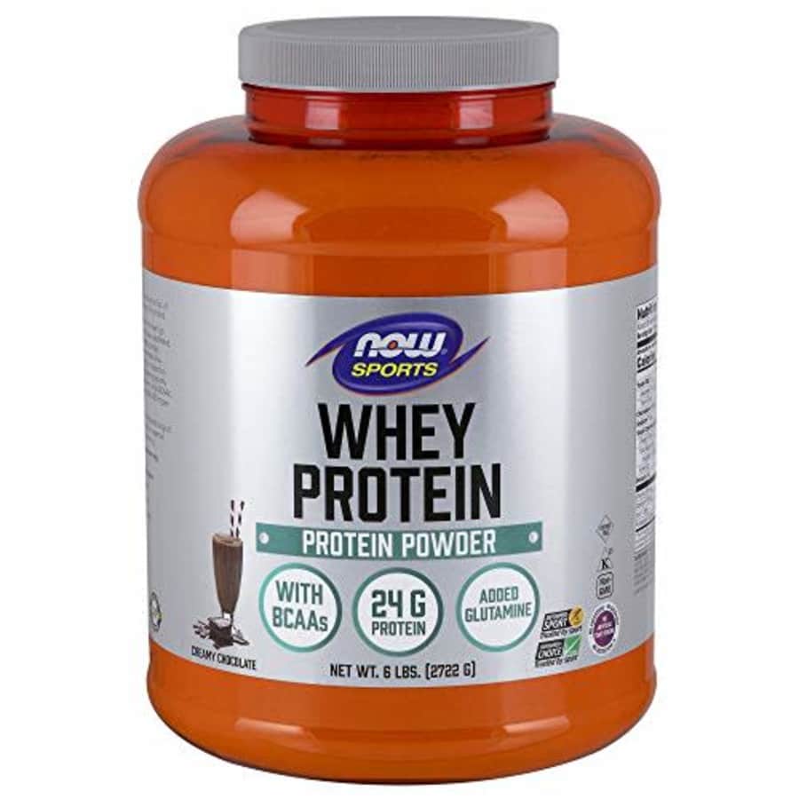 Now Foods NOW Sports Nutrition, Whey Protein, 24 g With BCAAs, Creamy Chocolate Powder, 6-Pound for $51 Now Foods NOW Sports Nutrition, Whey Protein, 24 g With BCAAs, Creamy Chocolate Powder, 6-Pound for $51
