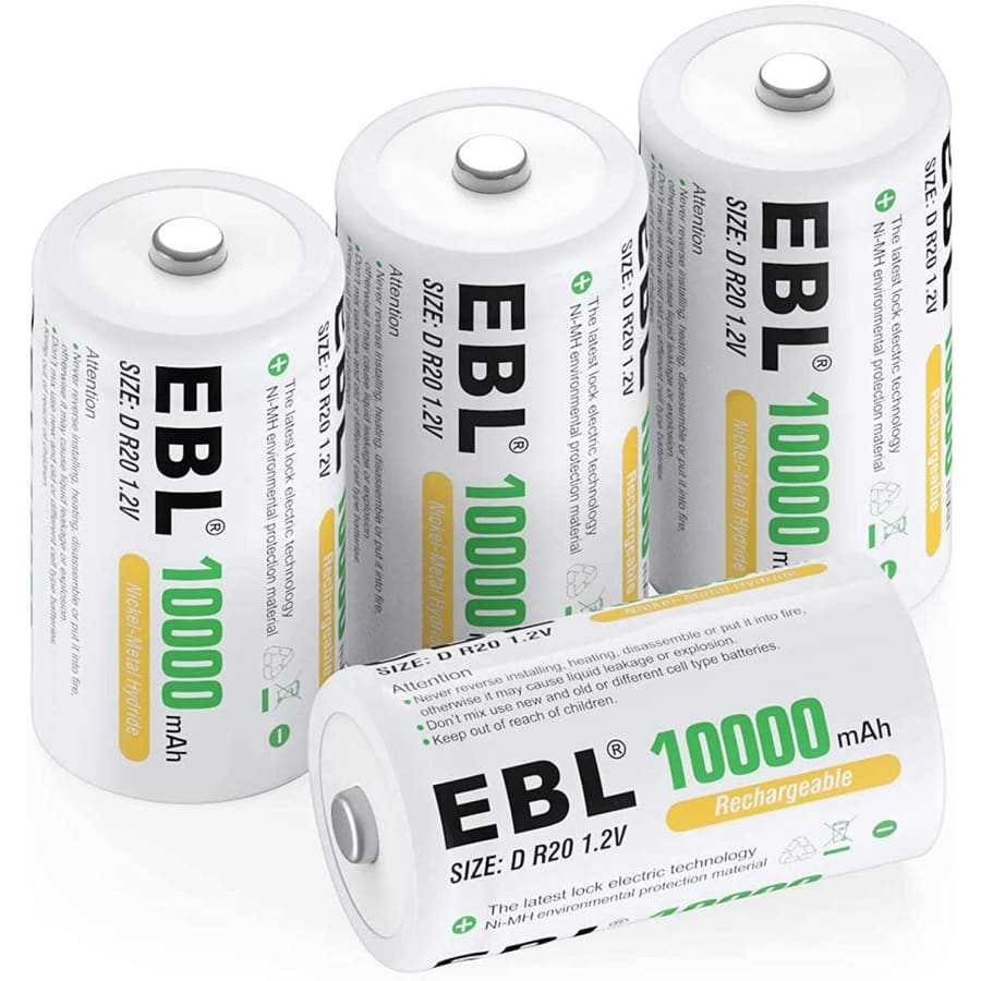 EBL Rechargeable D Battery 4-Pack with Storage Case for $27