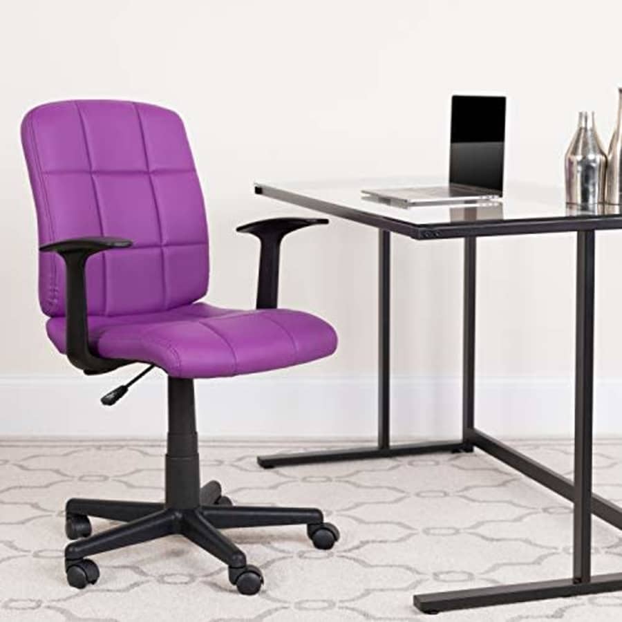 Flash Furniture Mid-Back Purple Quilted Vinyl Swivel Task Office Chair with Arms for $136