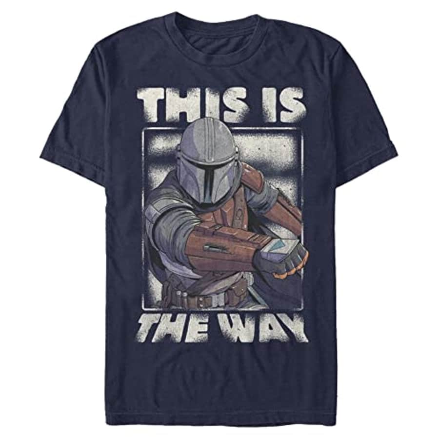 STAR WARS Big & Tall Mandalorian The Way Men's Tops Short Sleeve Tee Shirt, Navy Blue Heather, Large for $22