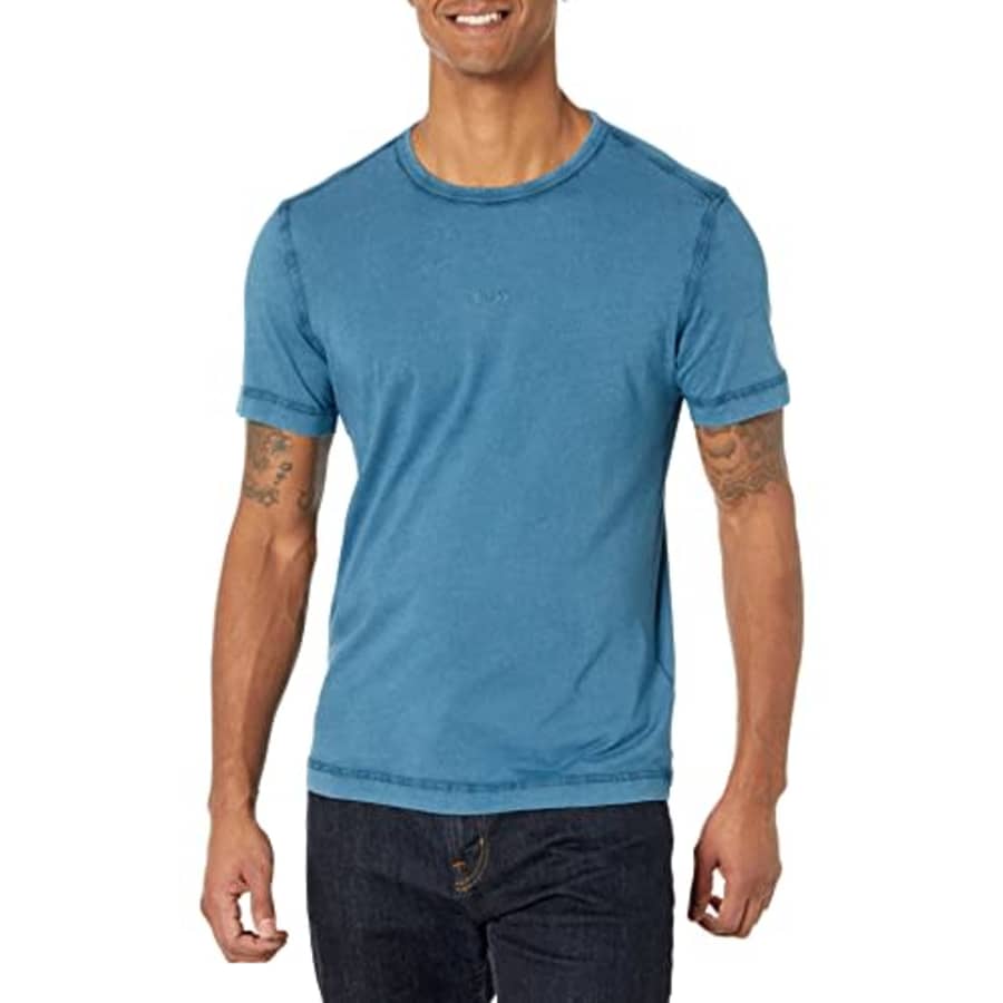BOSS Men's Garment Dyed Jersey Small Logo T-Shirt, sonoran Sky, XXXL for $46
