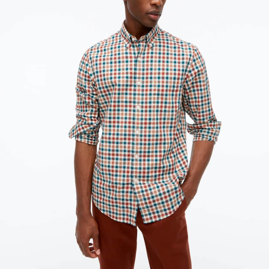 J.Crew Factory Men's Heathered Regular Flex Casual Shirt for $18 J.Crew Factory Men's Heathered Regular Flex Casual Shirt for $18