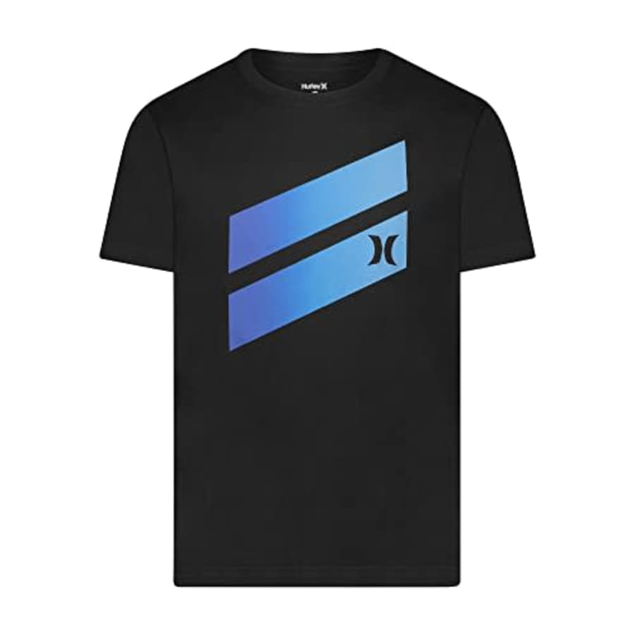 Hurley Men's Icon Slash Gradient T-Shirt, Black/Blue Heroic, Medium for $29