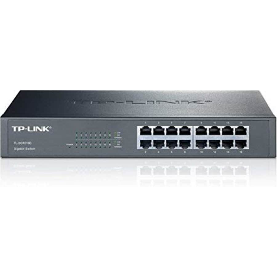 TP-Link 16-Port Gigabit Ethernet Unmanaged Switch | Plug and Play | Metal | Desktop/Rackmount | for $80