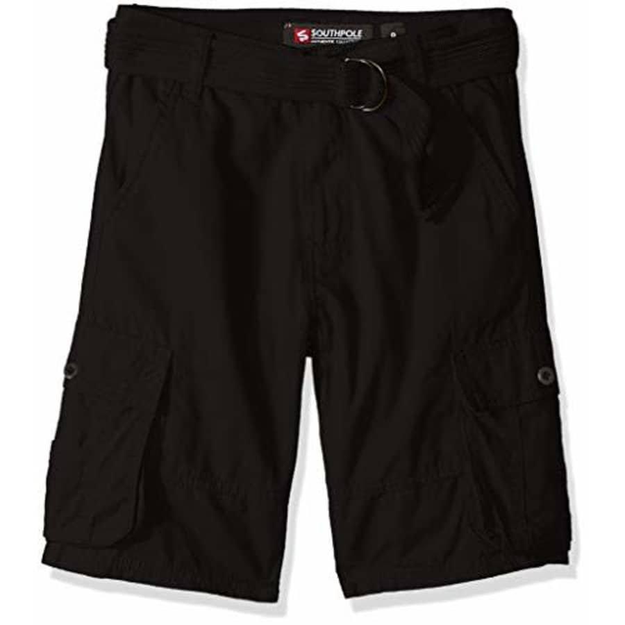 Southpole - Kids Boys' Big Belted Mini Canvas Cargo Shorts in, Black 2, 12 for $16