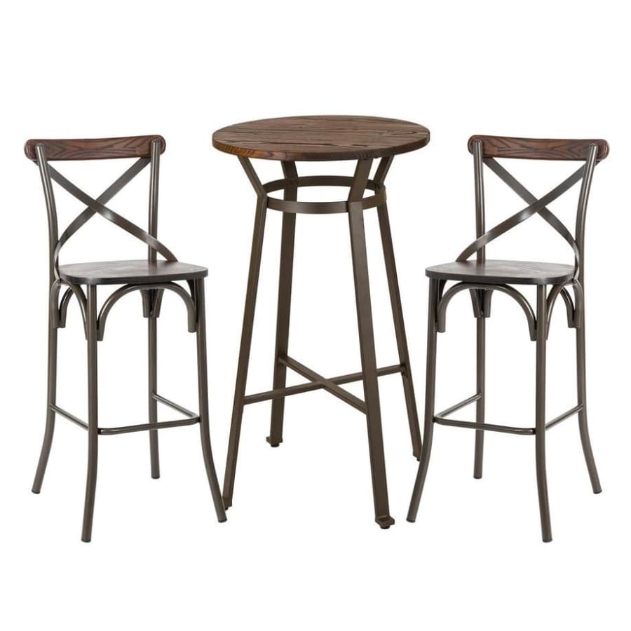 Glitzhome 3-Piece Rustic Steel Round Bar Table and Bar Stool Set for $311 Glitzhome 3-Piece Rustic Steel Round Bar Table and Bar Stool Set for $311