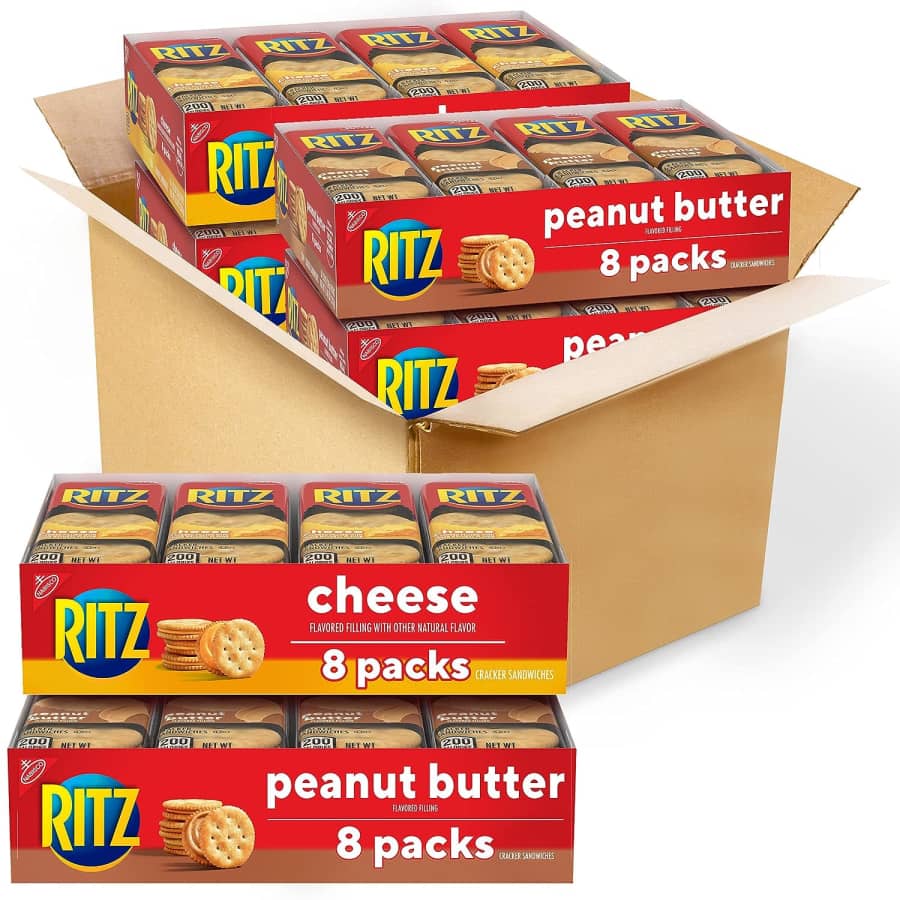 Ritz 32-Count Peanut Butter and Cheese Sandwich Crackers Variety Pack for $12 via Sub & Save Ritz 32-Count Peanut Butter and Cheese Sandwich Crackers Variety Pack for $12 via Sub & Save