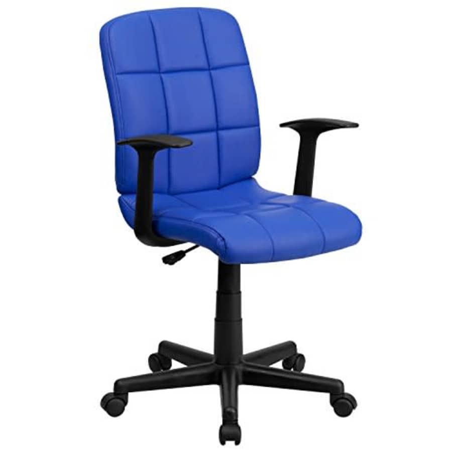 Flash Furniture Mid-Back Blue Quilted Vinyl Swivel Task Office Chair with Arms for $153