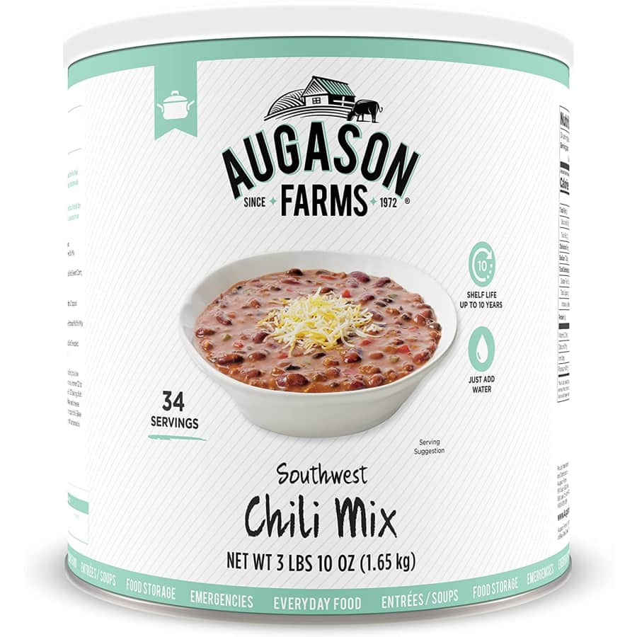 Augason Southwest Chili Mix 46-oz. Can for $33