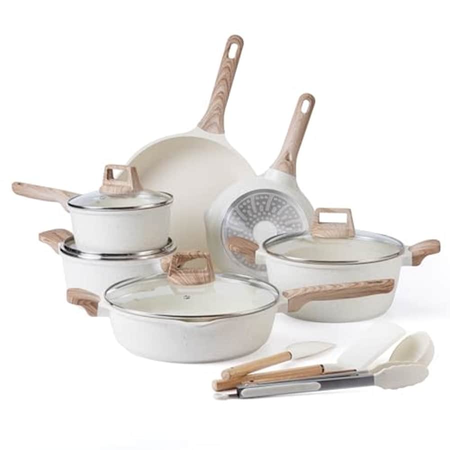 Country Kitchen Pots and Pans Set Nonstick, Cast Aluminum Kitchen Cookware Set with Utensils, 14 for $100 Country Kitchen Pots and Pans Set Nonstick, Cast Aluminum Kitchen Cookware Set with Utensils, 14 for $100
