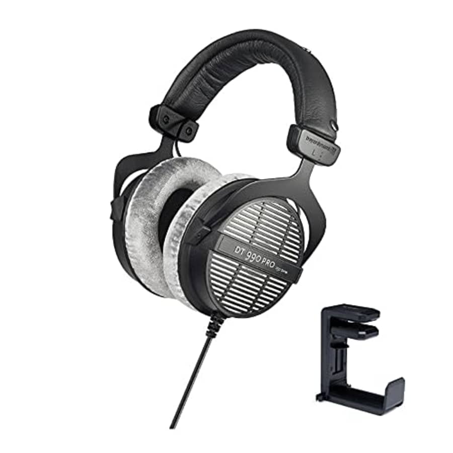 beyerdynamic DT-990 Pro Acoustically Open Headphones (250 Ohms) with Knox Gear Headphone Hanger for $180 beyerdynamic DT-990 Pro Acoustically Open Headphones (250 Ohms) with Knox Gear Headphone Hanger for $180