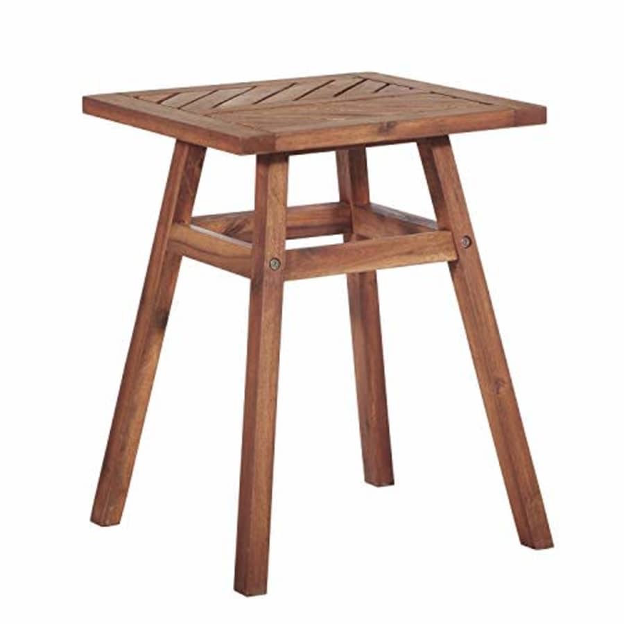 Walker Edison Furniture Company Outdoor Patio Wood Chevron Square End Side Table All Weather for $64