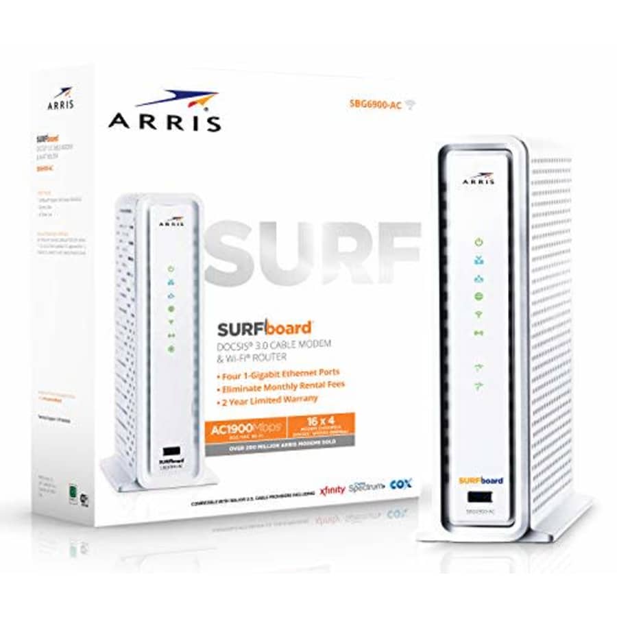 ARRIS SURFboard SBG6900AC Docsis 3.0 16x4 Cable Modem/ Wi-Fi AC1900 Router - Retail Packaging - for $122 ARRIS SURFboard SBG6900AC Docsis 3.0 16x4 Cable Modem/ Wi-Fi AC1900 Router - Retail Packaging - for $122