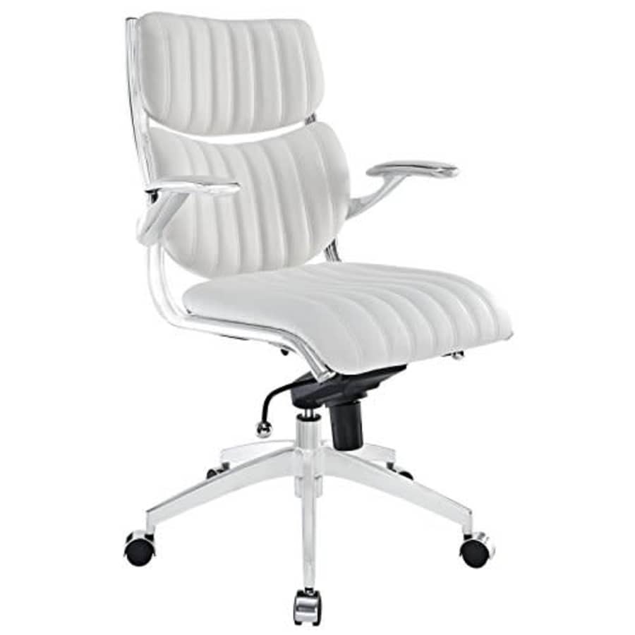 Modway Escape Ribbed Faux Leather Ergonomic Computer Desk Office Chair in White for $309 Modway Escape Ribbed Faux Leather Ergonomic Computer Desk Office Chair in White for $309