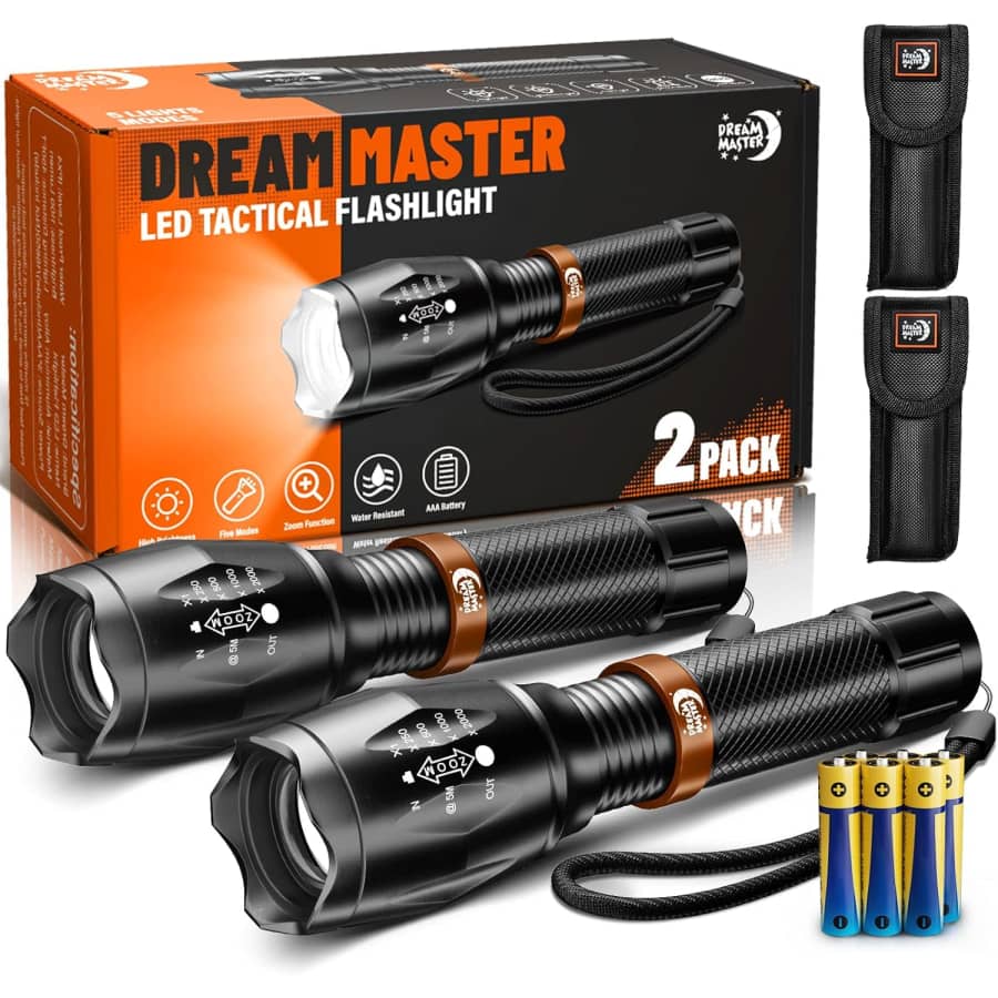 Mini Waterproof Tactical Flashlight 2-Pack for $20