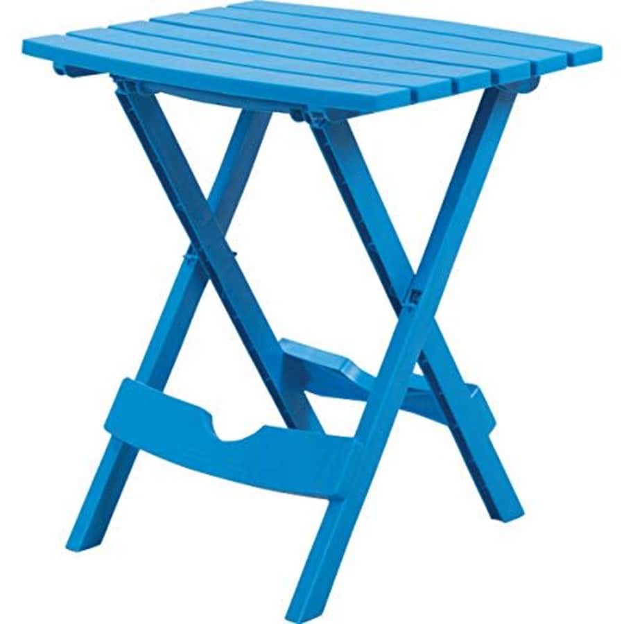 Adams Manufacturing Quik Fold Patio Side Table, Resin, Pool Blue for $29