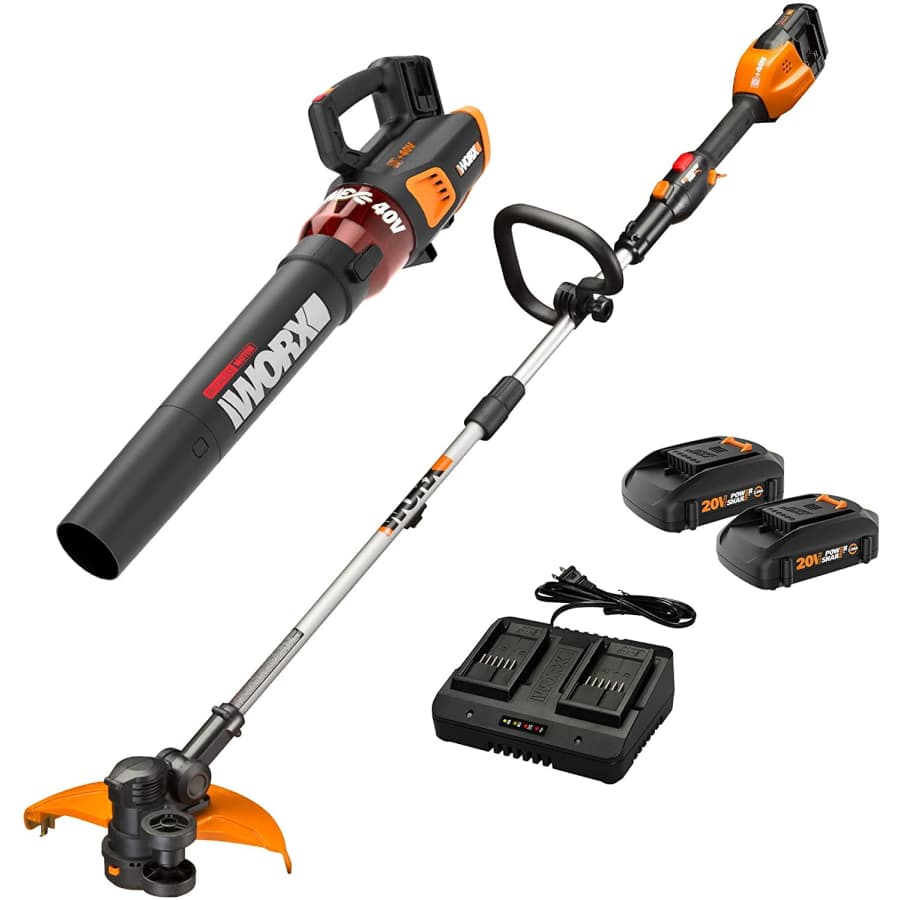 Worx 40V 13" Cordless String Trimmer & Turbine Leaf Blower Power Share Combo Kit for $320 Worx 40V 13" Cordless String Trimmer & Turbine Leaf Blower Power Share Combo Kit for $320