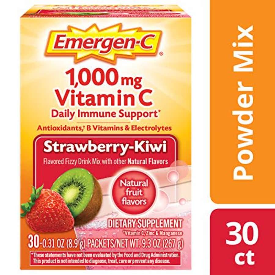 Emergen-C Vitamin C 1000mg Powder (30 Count, Strawberry Kiwi Flavor, 1 Month Supply), with for $14