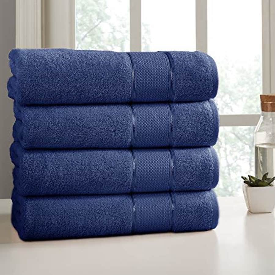 Amrapur Overseas 4-Pack SpunLoft Bath Sheet Navy 35x66 for $63 Amrapur Overseas 4-Pack SpunLoft Bath Sheet Navy 35x66 for $63