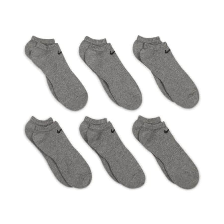 Nike Everyday Cushion No Show Socks, Unisex Nike Socks, Carbon Heather/Black, Medium (Pack of 6 for $29