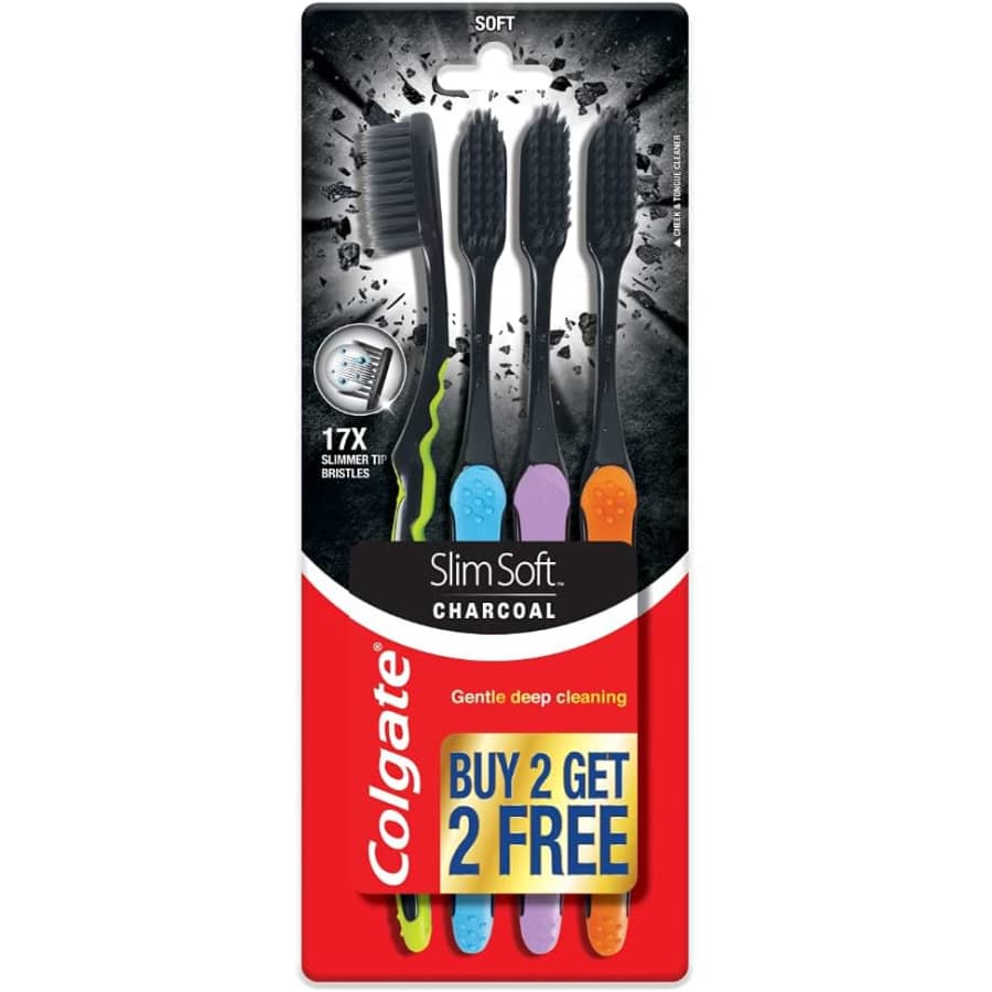 Colgate Slim Soft Charcoal Toothbrush 4-Pack for $5 Colgate Slim Soft Charcoal Toothbrush 4-Pack for $5