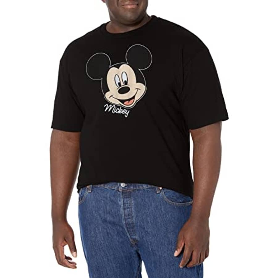 Disney Big & Tall Classic Mickey Big Face Men's Tops Short Sleeve Tee Shirt, Black, 5X-Large for $24 Disney Big & Tall Classic Mickey Big Face Men's Tops Short Sleeve Tee Shirt, Black, 5X-Large for $24