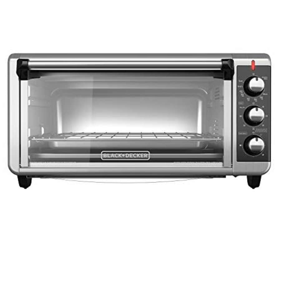 BLACK+DECKER TO3250XSB 8-Slice Extra Wide Convection Countertop Toaster Oven, Includes Bake Pan, for $85 BLACK+DECKER TO3250XSB 8-Slice Extra Wide Convection Countertop Toaster Oven, Includes Bake Pan, for $85