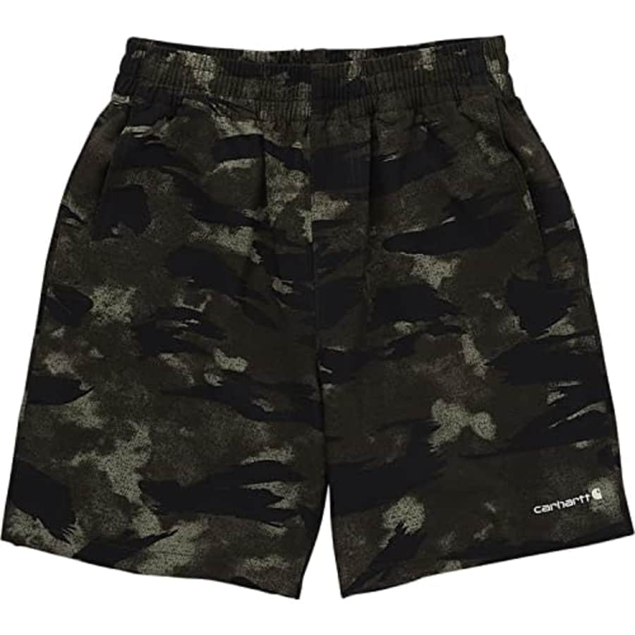 Carhartt Boys' Big Rugged Flex Loose Fit Ripstop Work Shorts, Blind Fatigue Camo, M (10/12) for $13