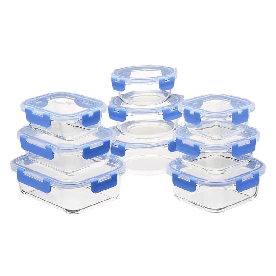 AmazonBasics 18-Piece Glass Food Storage Set for $28