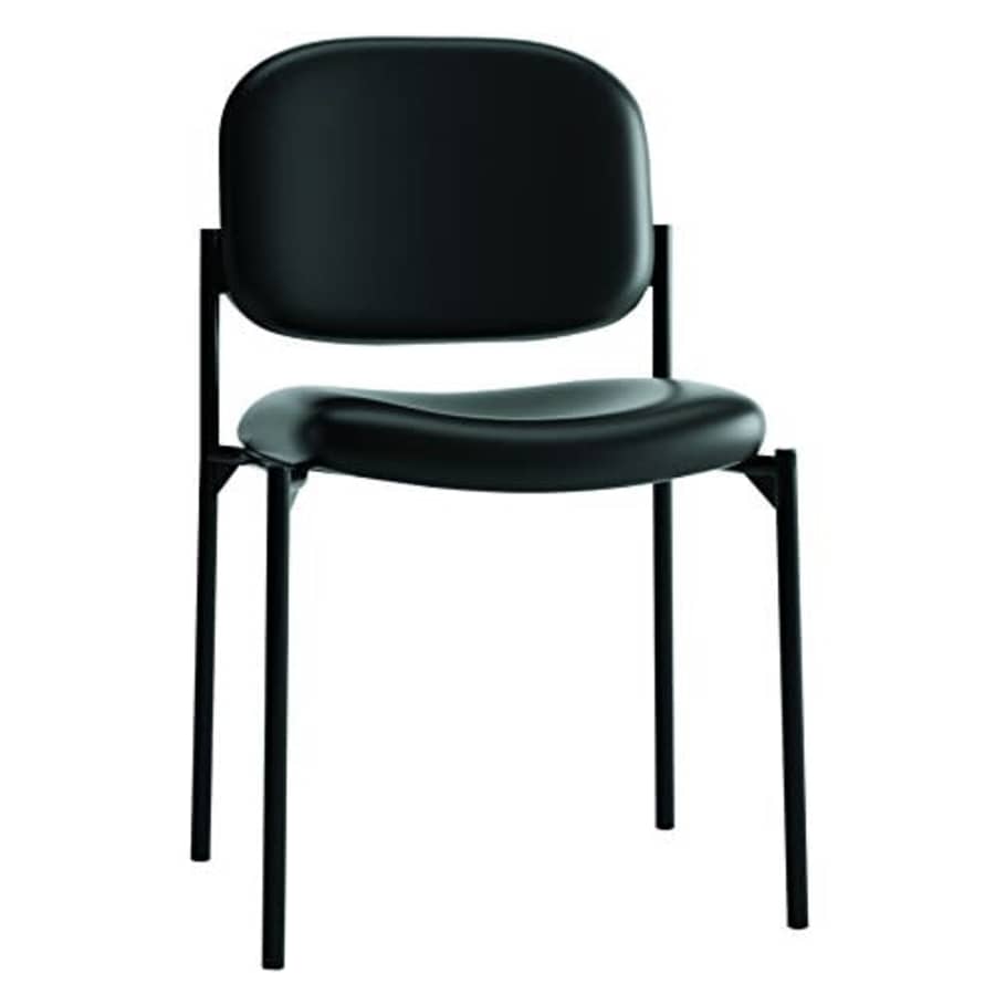 HON Scatter Guest Chair - Leather Stacking Chair Office Furniture, Black (HVL606) for $102
