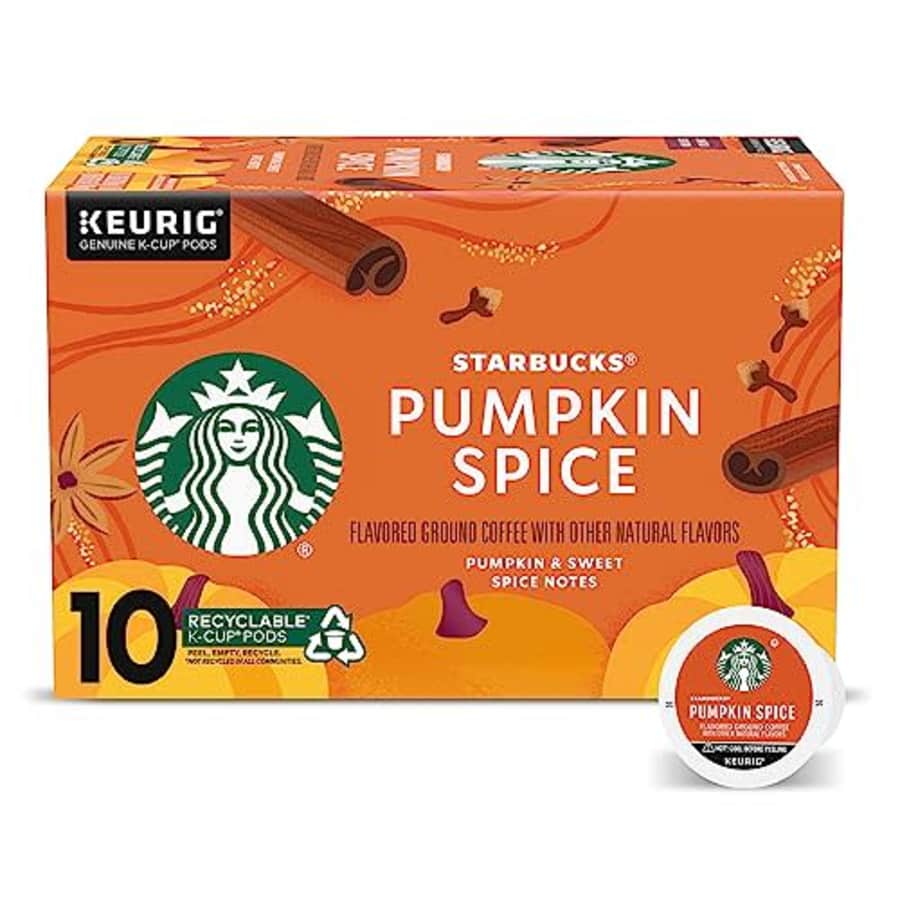 Starbucks K-Cup Coffee Pods, Pumpkin Spice Naturally Flavored Coffee for Keurig Brewers, 100% for $9 Starbucks K-Cup Coffee Pods, Pumpkin Spice Naturally Flavored Coffee for Keurig Brewers, 100% for $9