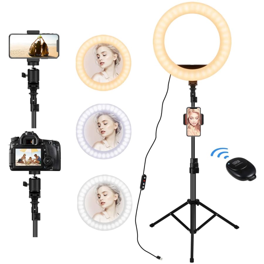 Lunusi 12" LED Selfie Ring Light with Tripod Stand for $14 Lunusi 12" LED Selfie Ring Light with Tripod Stand for $14