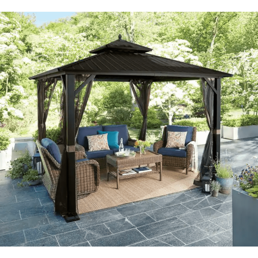 Hampton Bay Holden 10x10-Foot Galvanized Steel Gazebo for $799 Hampton Bay Holden 10x10-Foot Galvanized Steel Gazebo for $799