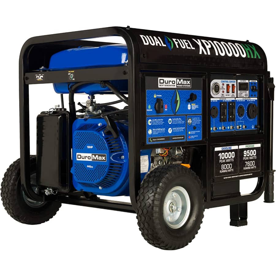 DuroMax 8,000W 439cc Dual Fuel Portable Generator: $799 DuroMax 8,000W 439cc Dual Fuel Portable Generator: $799