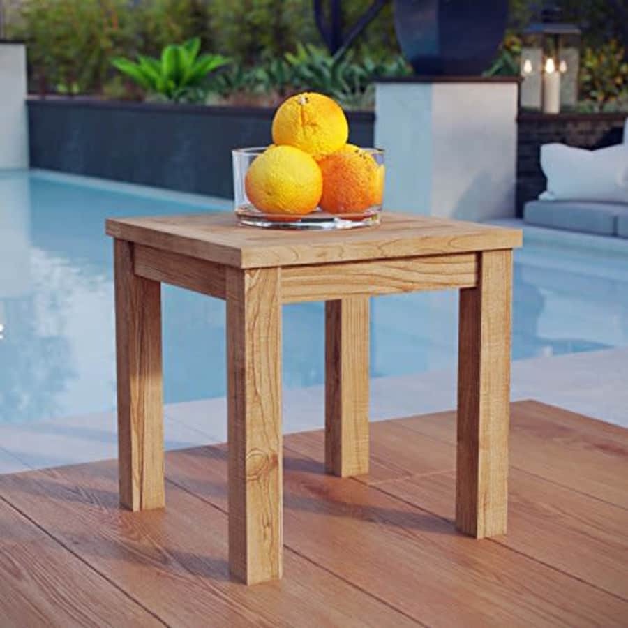 Modway Marina Premium Grade A Teak Wood Outdoor Patio Square Side End Table in Natural for $131