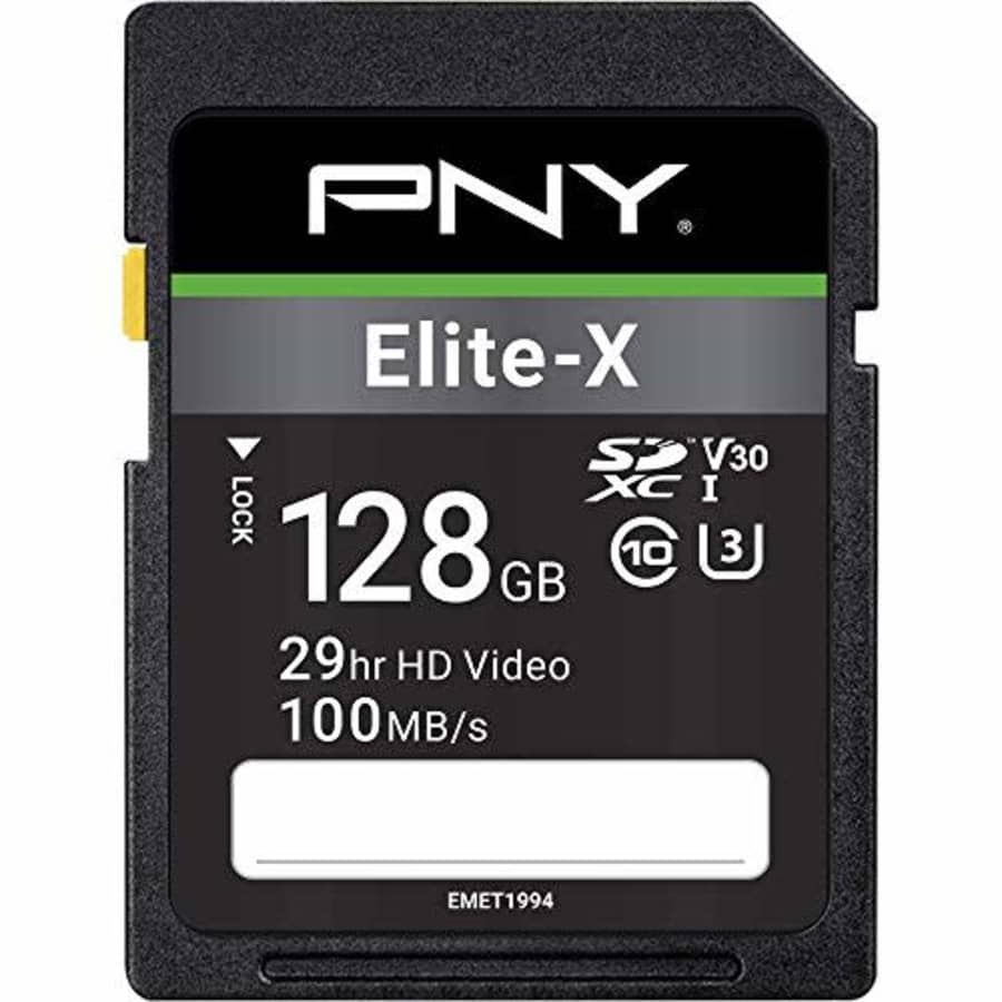 PNY 128GB Elite-X Class 10 U3 V30 SDXC Flash Memory Card - 100MB/s, Class 10, U3, V30, 4K UHD, Full for $16