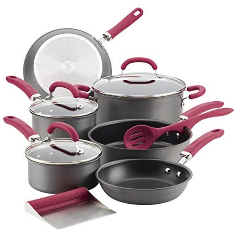 Rachael Ray Create Delicious Hard Anodized Nonstick Cookware Pots and Pans Set, 11 Piece, Gray with for $150 Rachael Ray Create Delicious Hard Anodized Nonstick Cookware Pots and Pans Set, 11 Piece, Gray with for $150