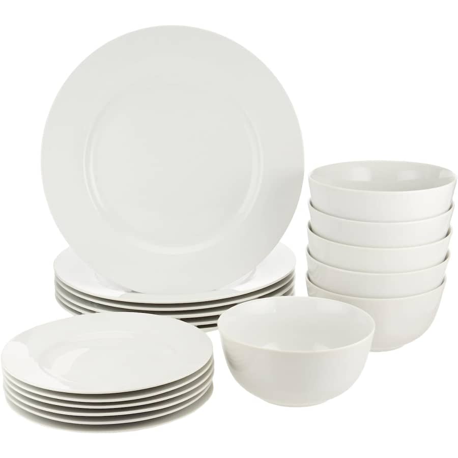 Amazon Basics 18-Piece Porcelain Dinnerware Set for $40